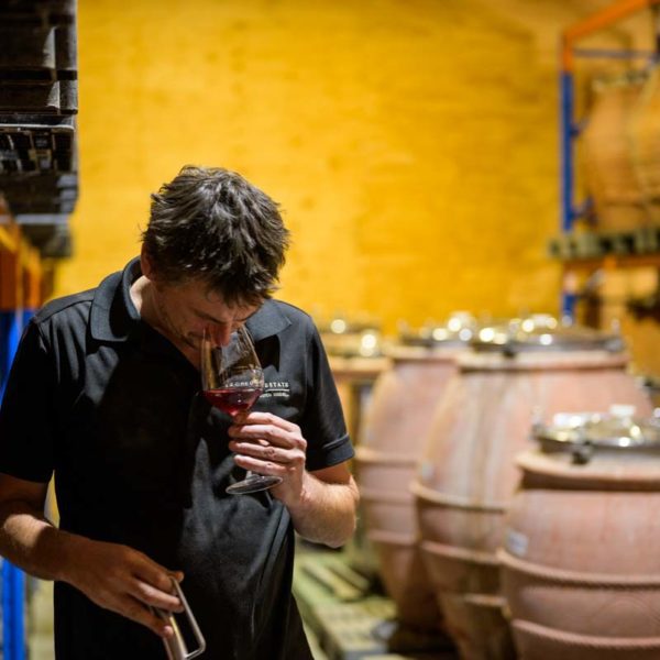 Trofeo Estate - Wine maker with Ampfora in background