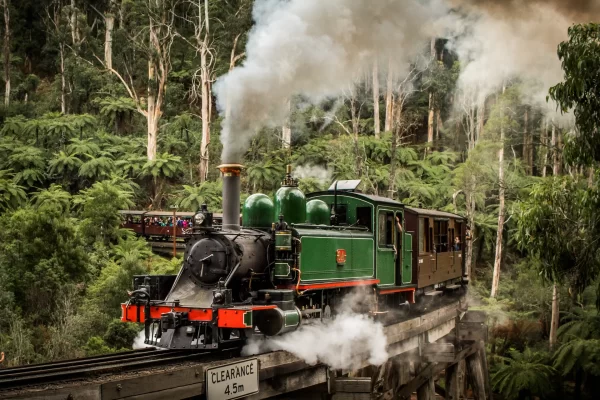 Puffing Billy railway- crossing the famous Monbulk Trestle Bridge_