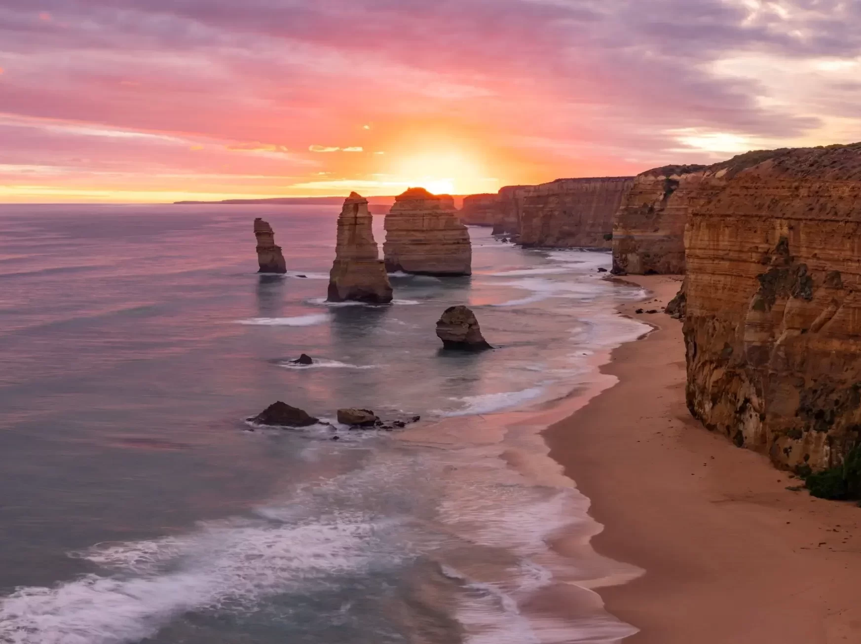 Twelve Apostles at sunset on the Great Ocean Road, Victoria