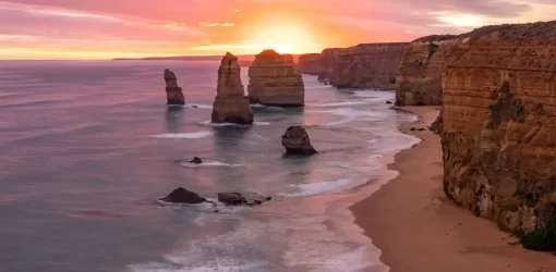 Twelve Apostles at sunset on the Great Ocean Road, Victoria